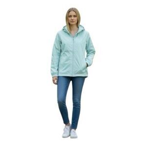 Columbia Women Hooded Rain Jacket Size M Light Blue Outdoor Jacket Zipper Front